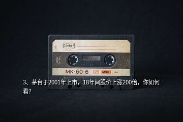 3、茅臺(tái)于2001年上市，18年間股價(jià)上漲200倍，你如何看？