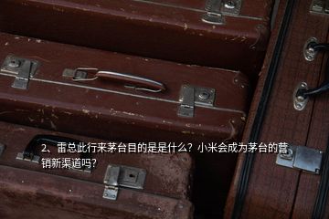 2、雷總此行來茅臺目的是是什么？小米會成為茅臺的營銷新渠道嗎？