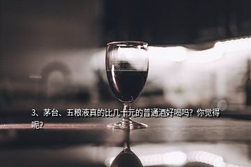 3、茅臺、五糧液真的比幾十元的普通酒好喝嗎？你覺得呢？