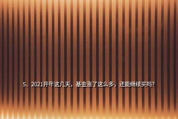 5、2021開年這幾天，基金漲了這么多，還能繼續(xù)買嗎？