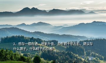 2、想存一瓶白酒，用來升值，五年到十年左右，建議存什么牌子，什么樣子的白酒？