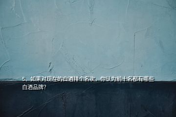 5、如果對(duì)現(xiàn)在的白酒排個(gè)名次，你認(rèn)為前十名都有哪些白酒品牌？