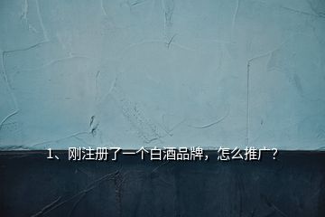 1、剛注冊了一個白酒品牌，怎么推廣？