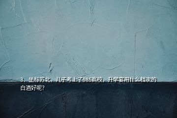3、坐標(biāo)蘇北，兒子考上了985高校，升學(xué)宴用什么檔次的白酒好呢？