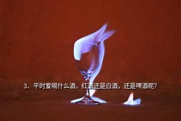 3、平時愛喝什么酒，紅酒還是白酒，還是啤酒呢？