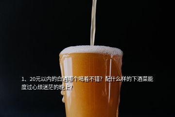 1、20元以內(nèi)的白酒哪個(gè)喝著不錯(cuò)？配什么樣的下酒菜能度過心煩迷茫的晚上？