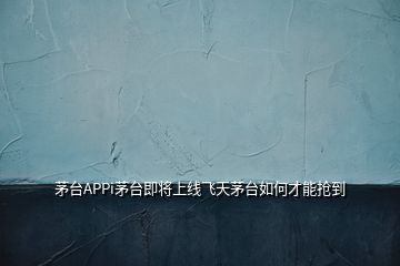 茅臺(tái)APPi茅臺(tái)即將上線飛天茅臺(tái)如何才能搶到
