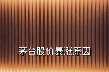 茅臺股價暴漲原因