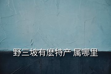 野三坡有麼特產 屬哪里