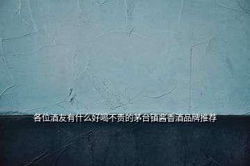 各位酒友有什么好喝不貴的茅臺鎮(zhèn)醬香酒品牌推薦