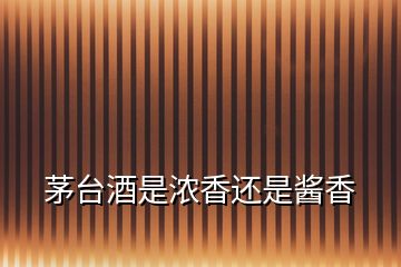 茅臺(tái)酒是濃香還是醬香