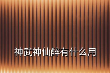 神武神仙醉有什么用