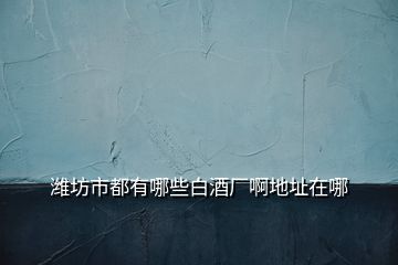 濰坊市都有哪些白酒廠啊地址在哪