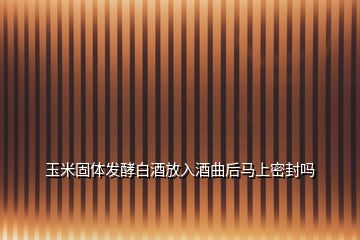 玉米固體發(fā)酵白酒放入酒曲后馬上密封嗎