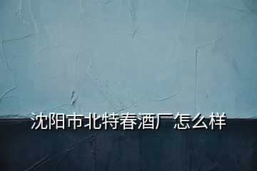 沈陽(yáng)市北特春酒廠怎么樣
