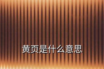 黃頁是什么意思