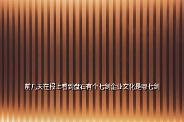 前幾天在報上看到盤石有個七劍企業(yè)文化是哪七劍