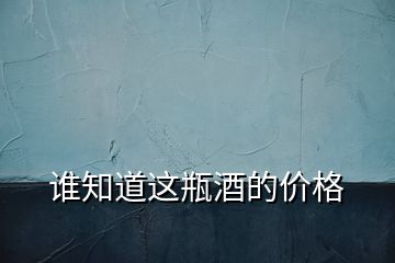 誰知道這瓶酒的價格
