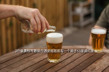 2斤裝黃標(biāo)寫(xiě)散裝白酒瓷瓶瓶底有一個(gè)賴(lài)子53度請(qǐng)問(wèn)是