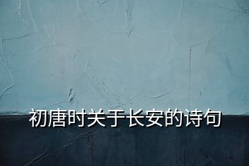 初唐時(shí)關(guān)于長(zhǎng)安的詩句