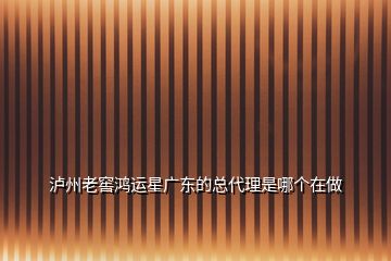 瀘州老窖鴻運(yùn)星廣東的總代理是哪個(gè)在做