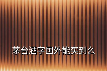 茅臺(tái)酒字國外能買到么
