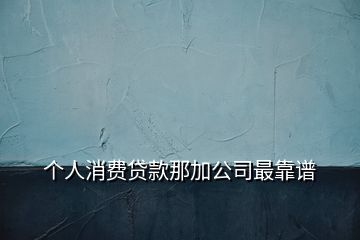 個人消費(fèi)貸款那加公司最靠譜