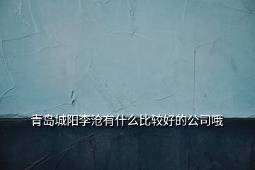 青島城陽李滄有什么比較好的公司哦