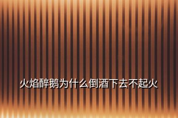 火焰醉鵝為什么倒酒下去不起火