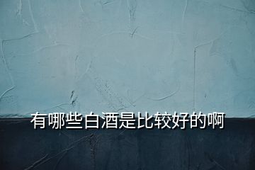 有哪些白酒是比較好的啊