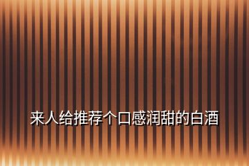 來人給推薦個(gè)口感潤甜的白酒
