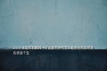 200分誰能幫我解釋一下這里的詩句怎么能充分的說明是在說這個生