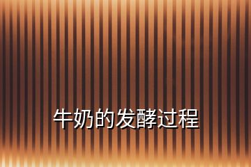 牛奶的發(fā)酵過程