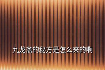 九龍齋的秘方是怎么來(lái)的啊