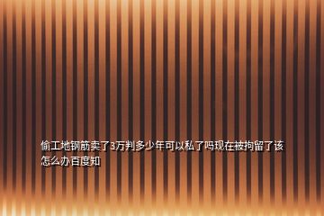 偷工地鋼筋賣了3萬判多少年可以私了嗎現(xiàn)在被拘留了該怎么辦百度知