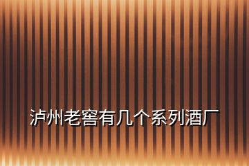 瀘州老窖有幾個(gè)系列酒廠