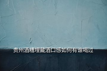 貴州酒糟埋藏酒口感如何有誰(shuí)喝過(guò)