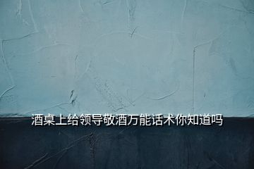 酒桌上給領(lǐng)導(dǎo)敬酒萬能話術(shù)你知道嗎
