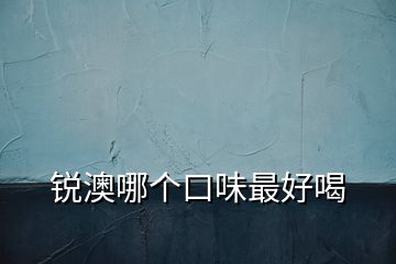 銳澳哪個口味最好喝