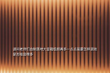 請問老師們自制落地大音箱低頻再多一點點雖要怎樣調(diào)效是否吸音棉多