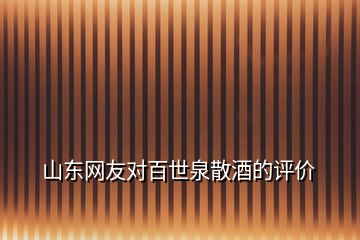 山東網(wǎng)友對百世泉散酒的評價