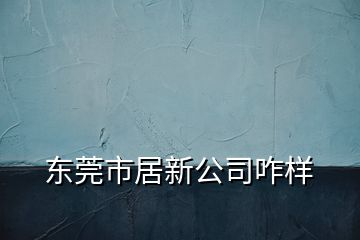 東莞市居新公司咋樣