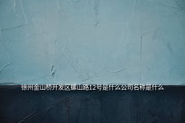 徐州金山橋開發(fā)區(qū)螺山路12號是什么公司名稱是什么