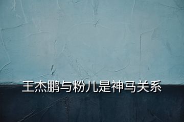 王杰鵬與粉兒是神馬關系
