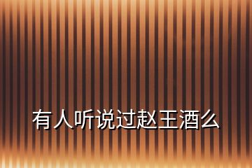 有人聽(tīng)說(shuō)過(guò)趙王酒么