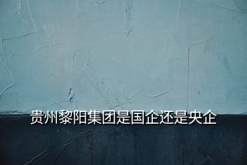貴州黎陽(yáng)集團(tuán)是國(guó)企還是央企