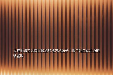 大神們請告訴偶賣散酒的地方酒壇子上那個(gè)能自動(dòng)出酒的裝置叫