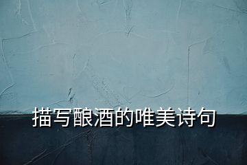 描寫(xiě)釀酒的唯美詩(shī)句