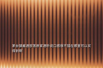 茅臺鎮(zhèn)醬酒部落原漿酒聽說口感很不錯(cuò)在哪里可以買得到啊