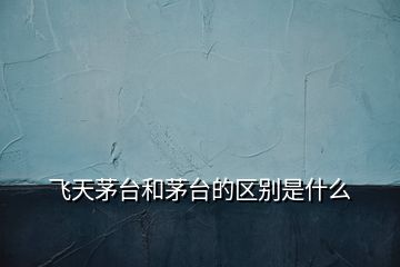 飛天茅臺(tái)和茅臺(tái)的區(qū)別是什么